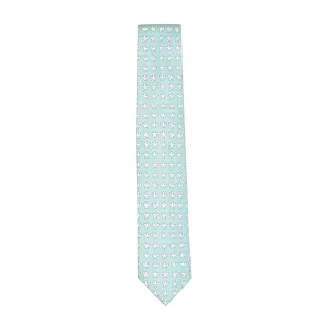 Turquoise Floral Motif 100% Silk Tie