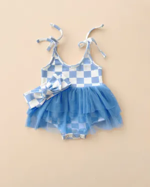 Tutu Romper | Checkered Blue
