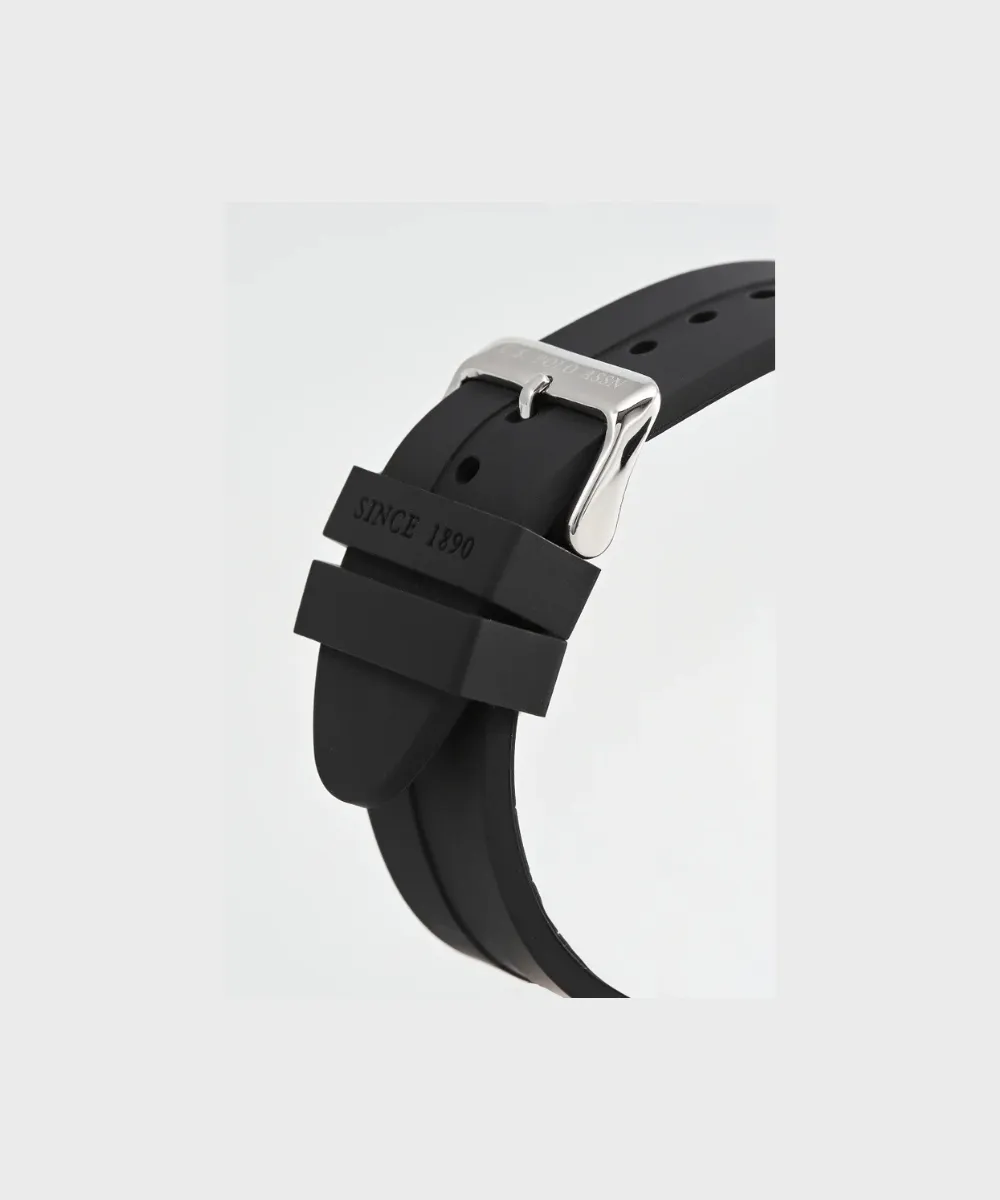 US POLO MEN SYROC BLACK SILICON STRAP WITH STAINLESS STEEL PERSONALIZED BUCKLE