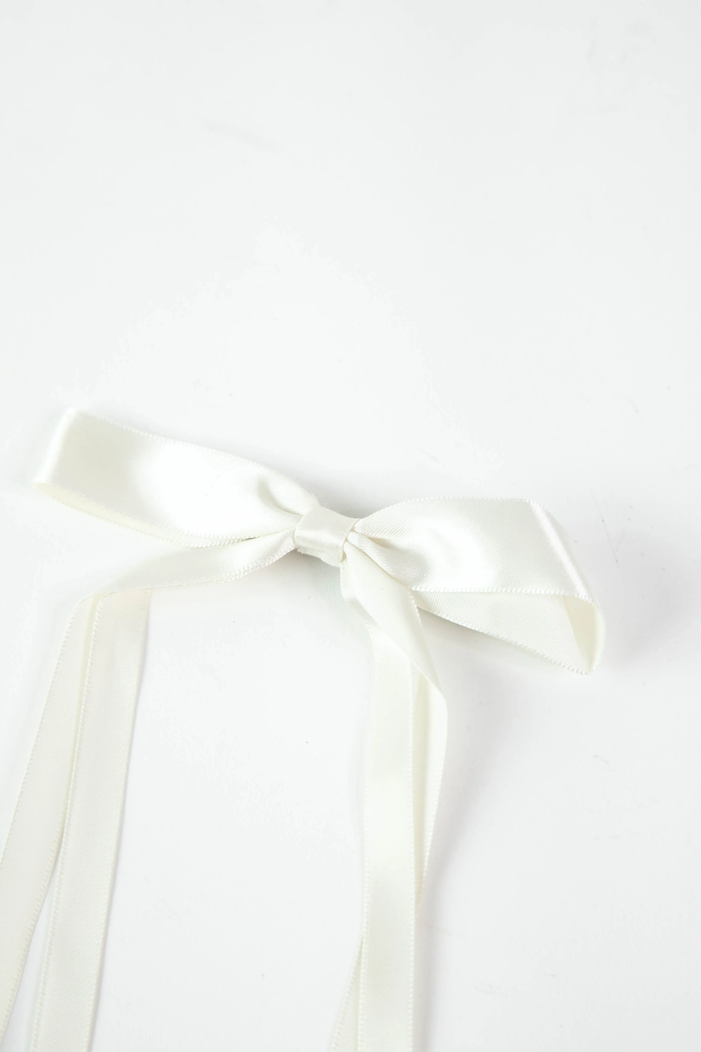 Vivi Long Bow Hair Clip, Off White
