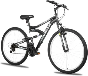 WEIZE Mountain Bike, 26/27.5 inch Outdoor Cycling Bike,18-Speed/High-Carbon Steel/Dual Full Suspension, Adjustable Ergonomic Seat for Men Women Adult, MTB Bicycle with Suspension Fork,Sleek Colors