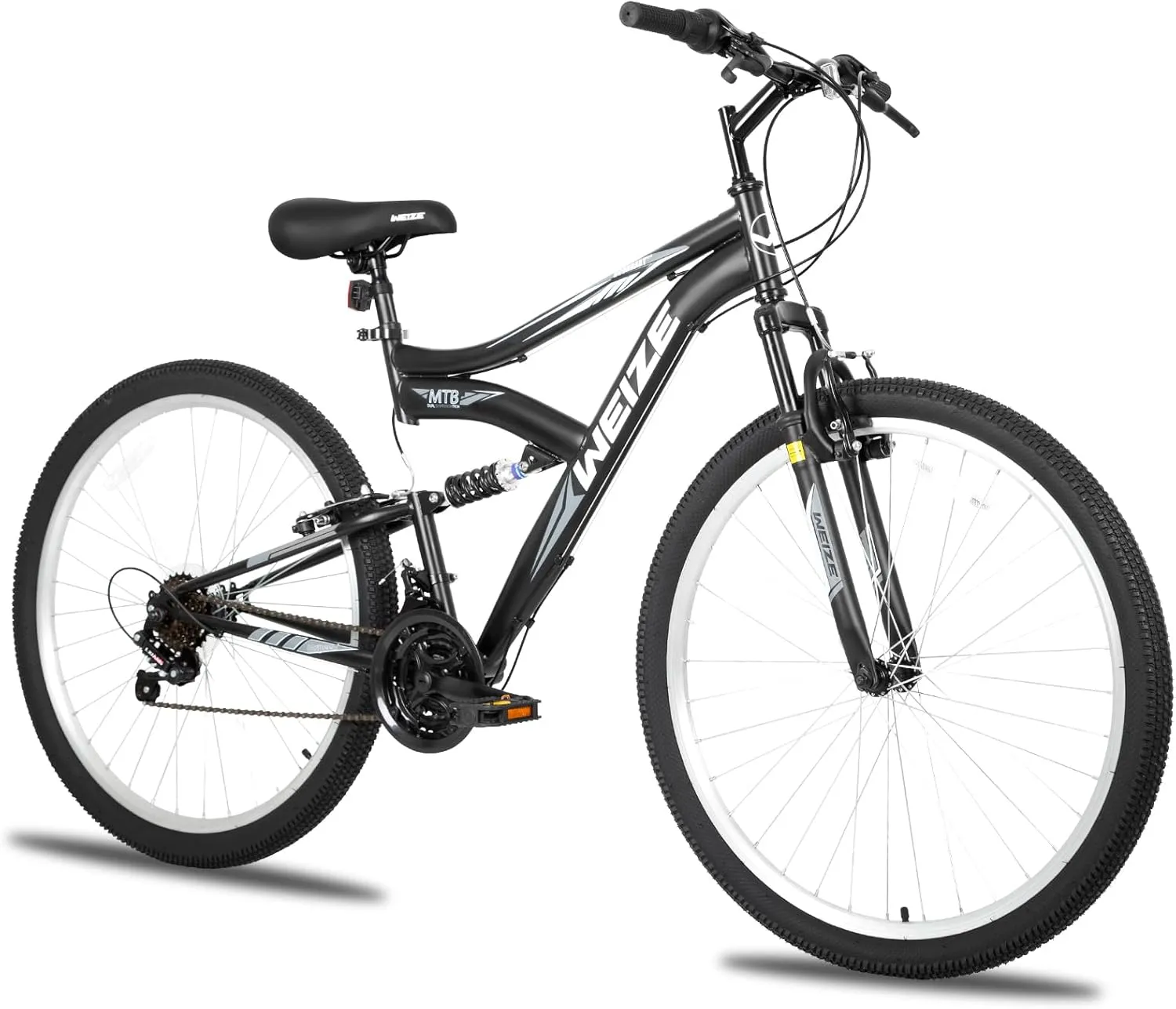 WEIZE Mountain Bike, 26/27.5 inch Outdoor Cycling Bike,18-Speed/High-Carbon Steel/Dual Full Suspension, Adjustable Ergonomic Seat for Men Women Adult, MTB Bicycle with Suspension Fork,Sleek Colors
