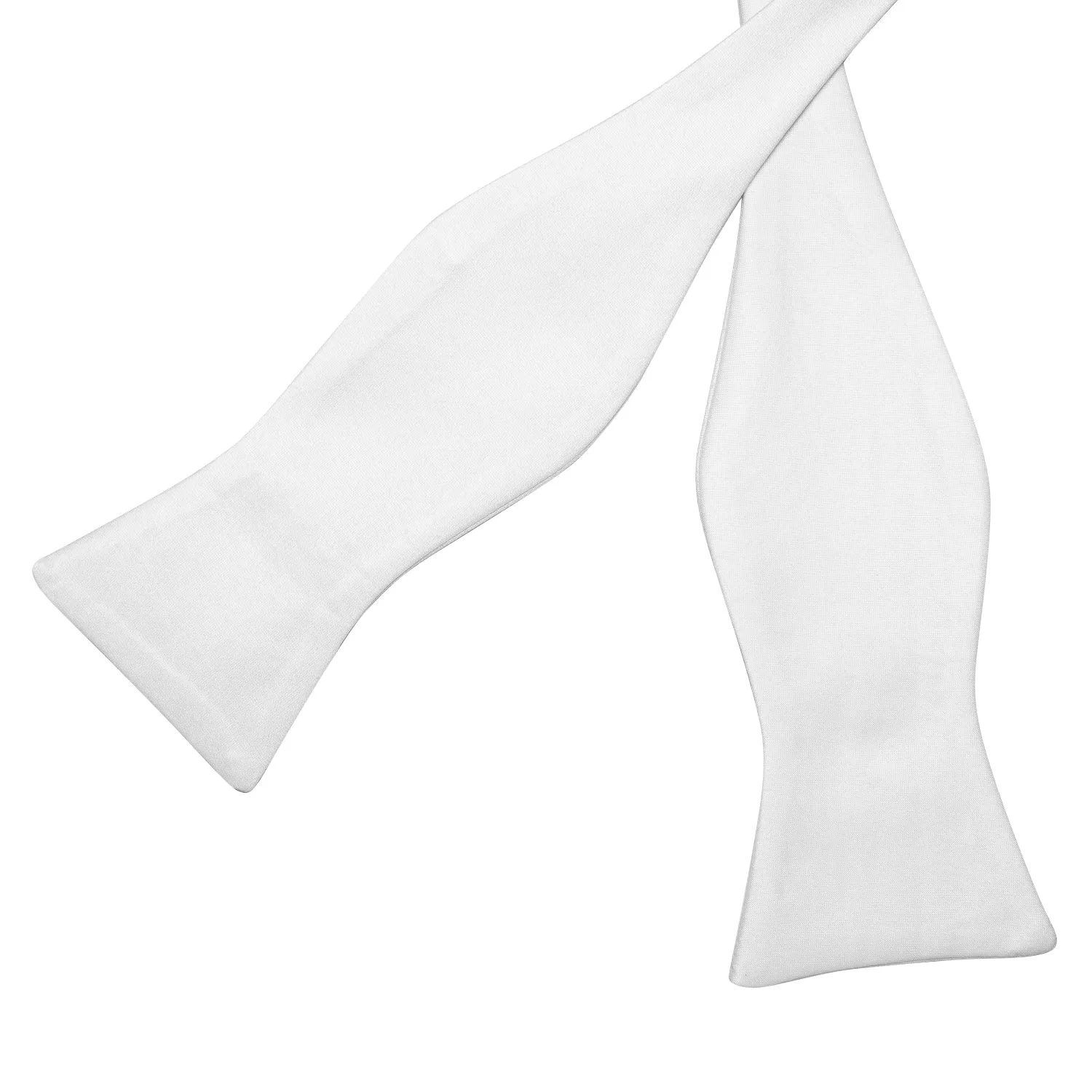 White Solid Silk Bowtie Pocket Square Cufflinks Set