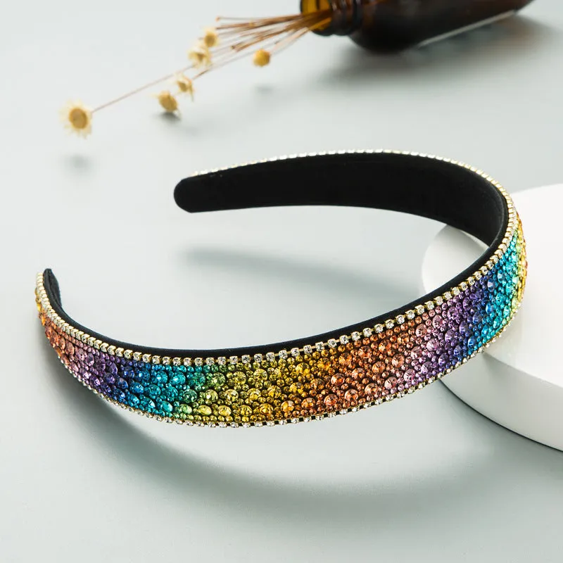 Wholesale Trendy Colorful Full Diamond Anti Slip Simple Headband