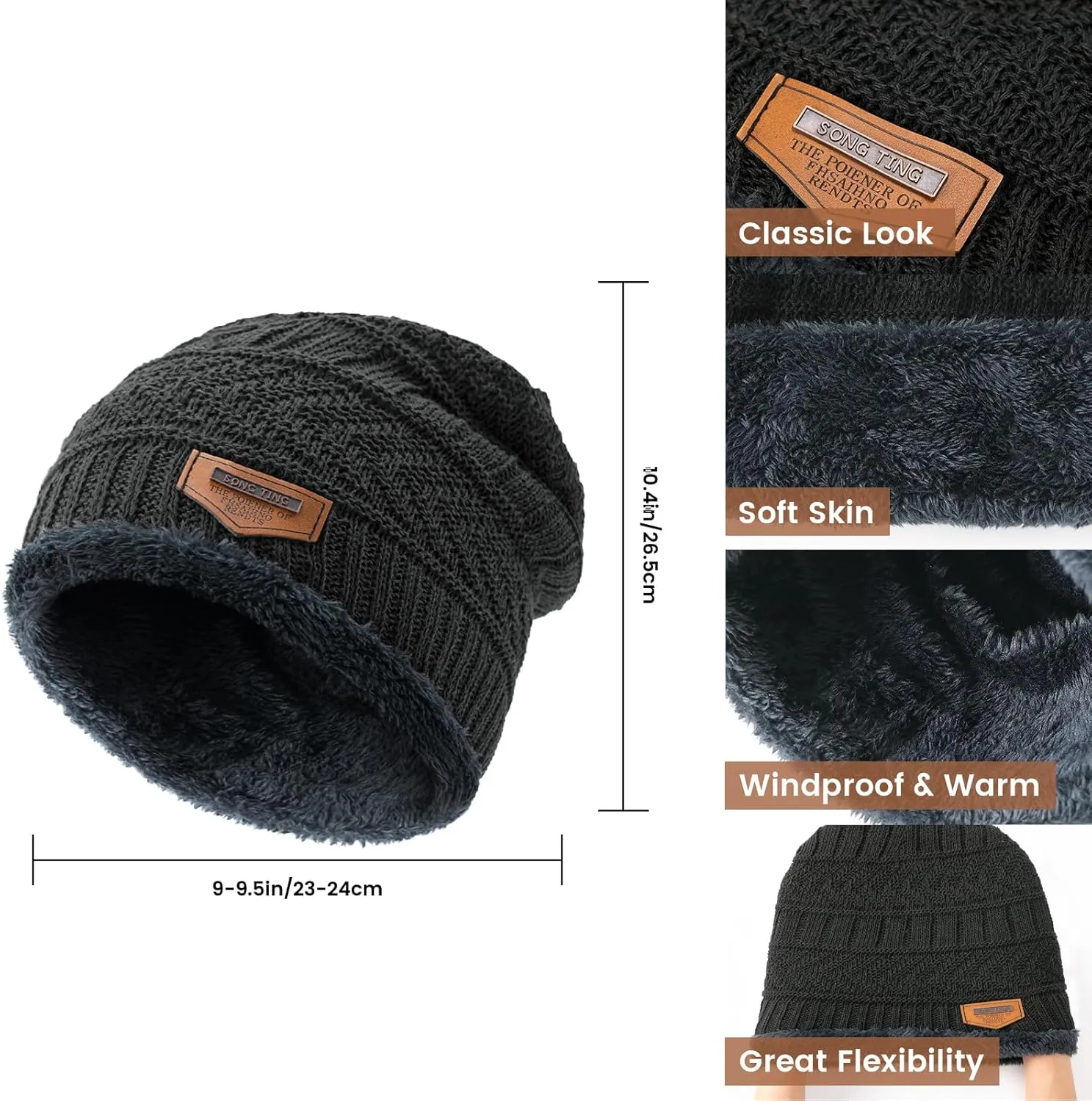 Winter Hats for Women/Men - Beanies Hats Neck Scarfs Set Warm Slouchy Beanie Snow Knit Skull Cap Gifts for Women & Men