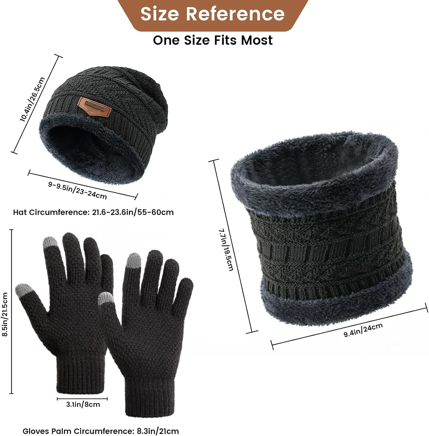 Winter Hats for Women/Men - Beanies Hats Neck Scarfs Set Warm Slouchy Beanie Snow Knit Skull Cap Gifts for Women & Men