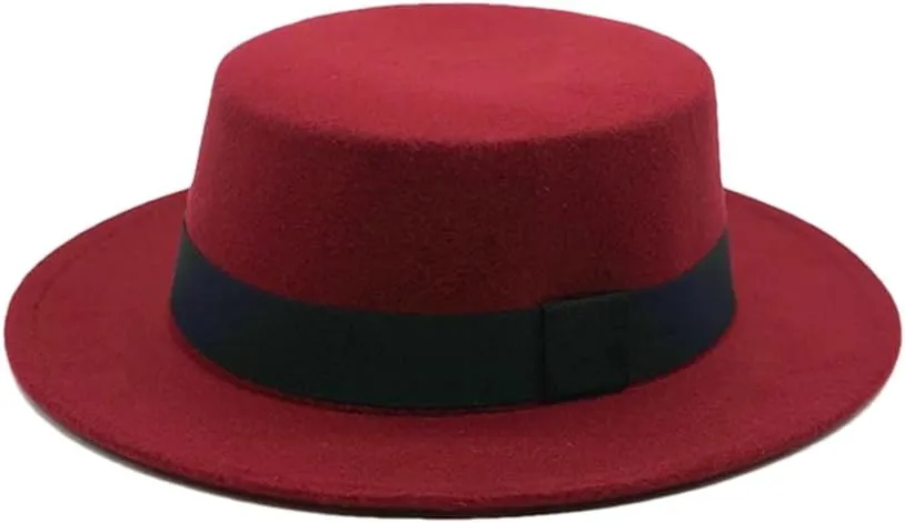 Women Woolen Hat Men Ladies Fedoras Jazz Round Caps Casual Bowler Hats Wide Brim Cap 6 One Size