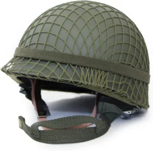WWii US WW2 M1 Helmet Steel Shell with Net Cover Chin Strap