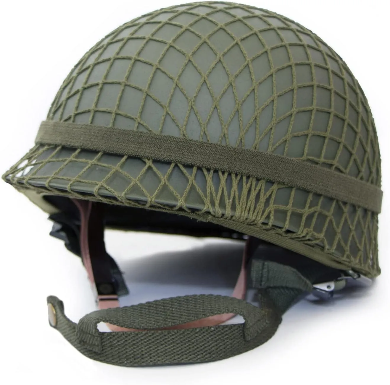 WWii US WW2 M1 Helmet Steel Shell with Net Cover Chin Strap