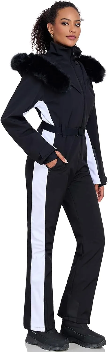 YEEFINE Women's Ski Suit One Piece Jumpsuits Snowsuits Waterproof Snowboard Suit Winter Outdoor Ski Jacket and Pants