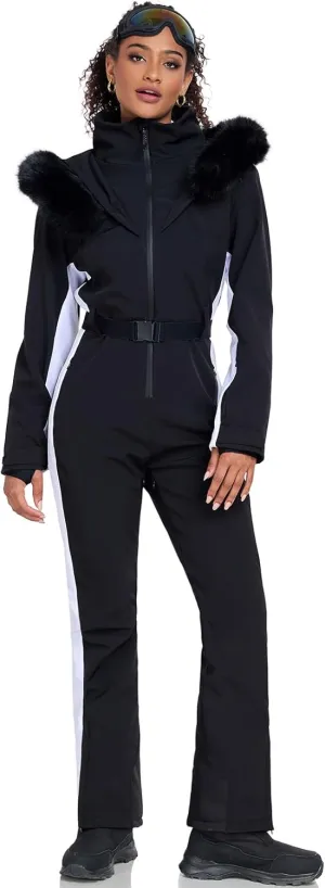 YEEFINE Women's Ski Suit One Piece Jumpsuits Snowsuits Waterproof Snowboard Suit Winter Outdoor Ski Jacket and Pants