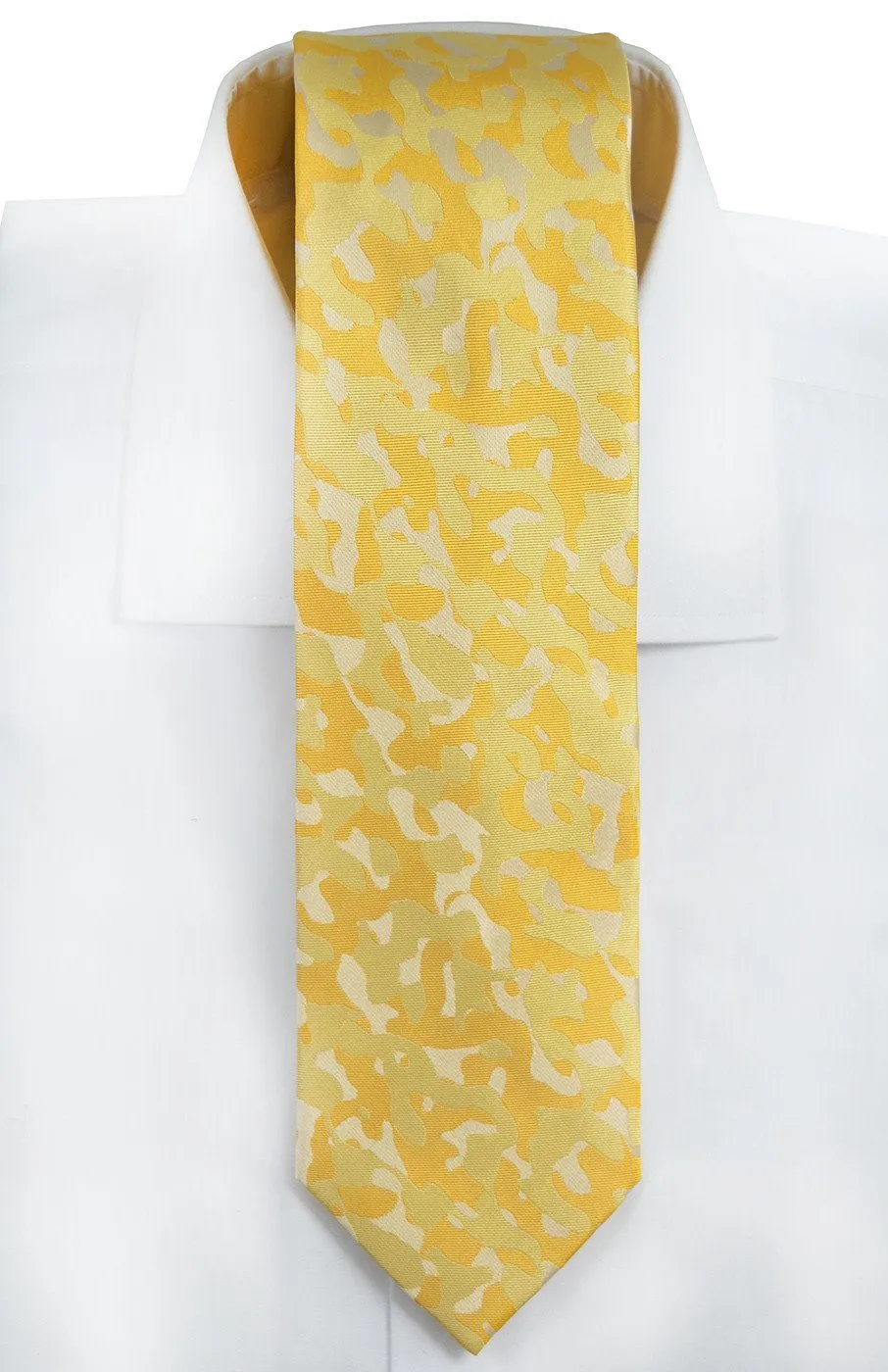 Yellow Camouflage Silk Tie and Pocket Square